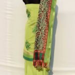 Banarasi Handloom Cotton Silk Lime Color Resham Embroidery Suit