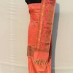 Banarasi Handloom Cotton Silk Peach Color Resham Booty Suit