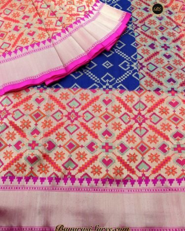 Pure Banarasi Handloom Royal Blue Patola Saree