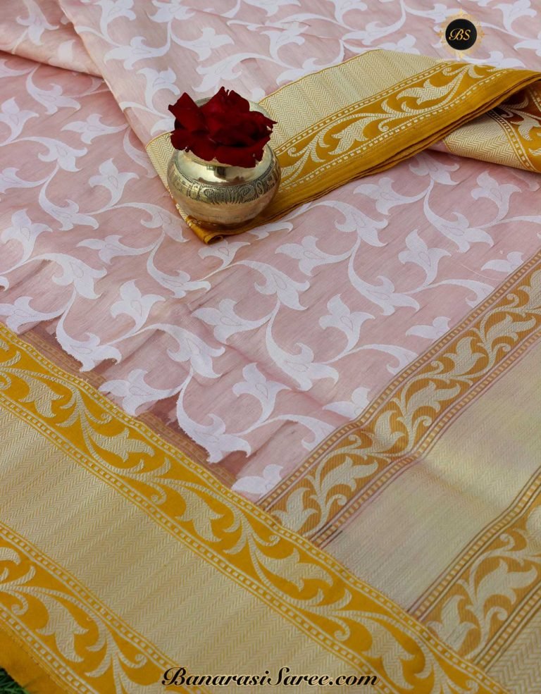 Pure Banarasi Handloom Off white Gold Tissue Jaal Saree