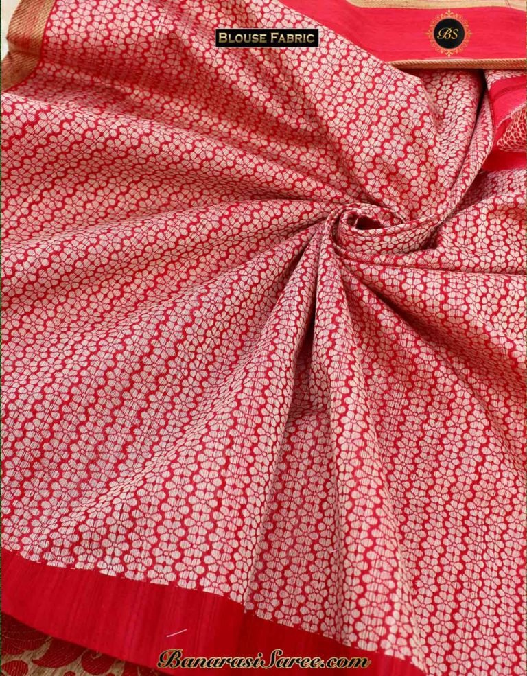 Pure Banarasi Handloom Off white- Red Saree - Image 4