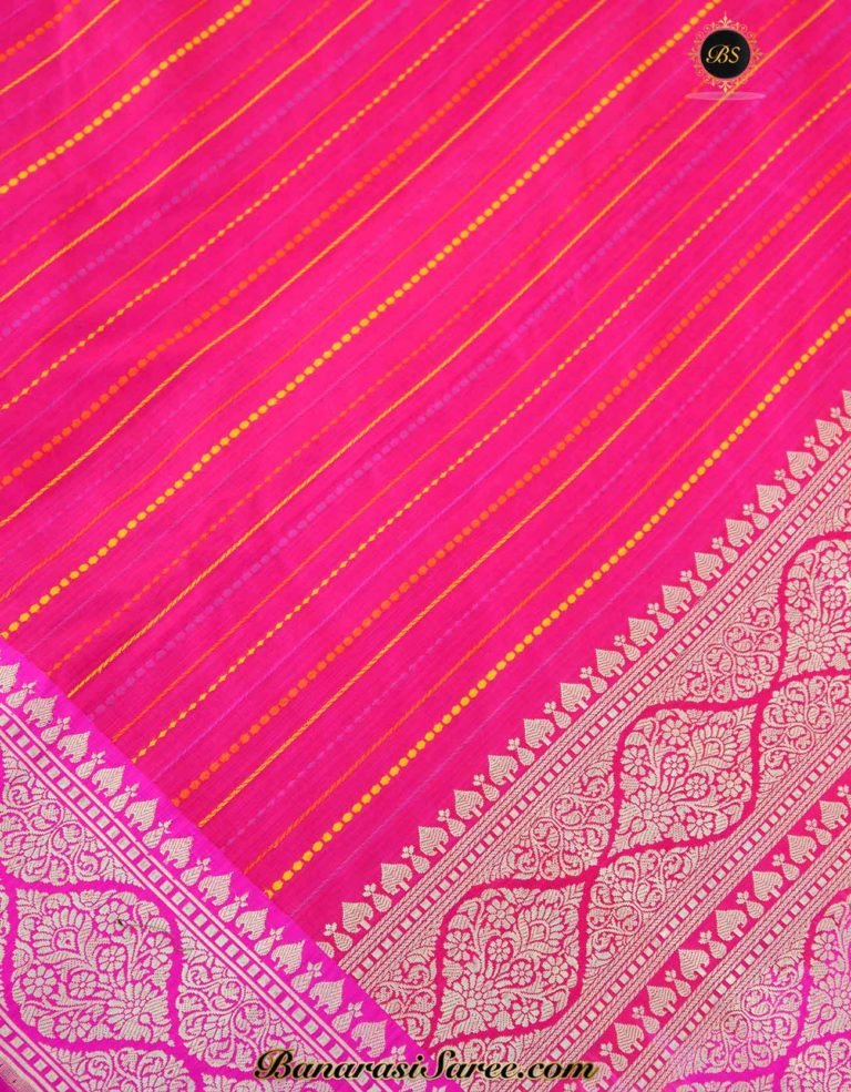 Pure Banarasi Handloom Katan Silk Pink Resham Saree - Image 2