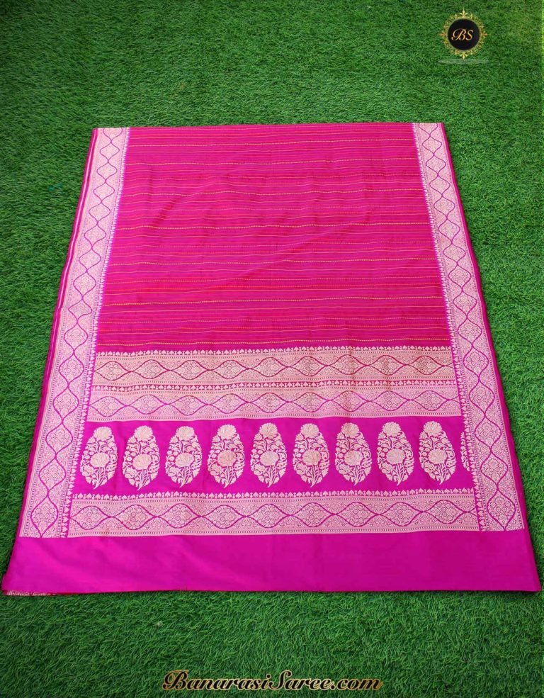 Pure Banarasi Handloom Katan Silk Pink Resham Saree - Image 5