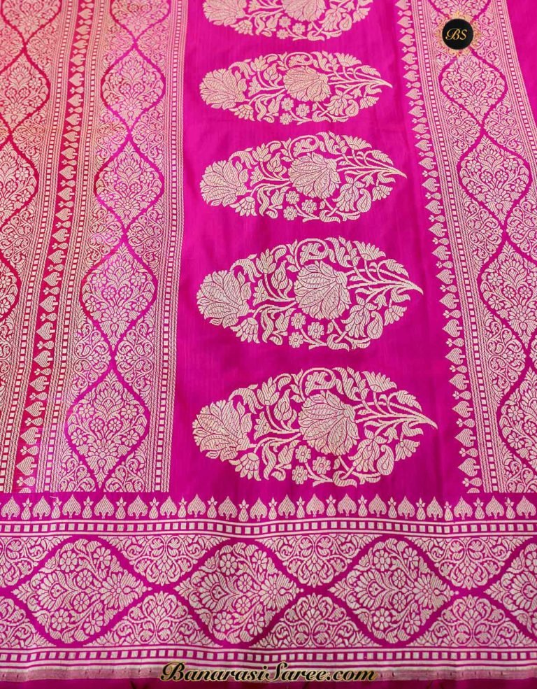 Pure Banarasi Handloom Katan Silk Pink Resham Saree - Image 4