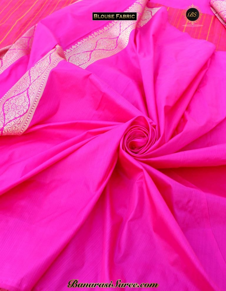 Pure Banarasi Handloom Katan Silk Pink Resham Saree - Image 6