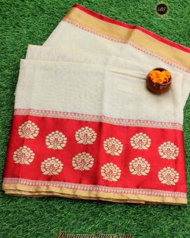 Banarasi Handloom Soft Cotton Contrast Border Saree