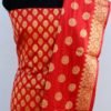 Banarasi Handloom Cotton Silk Red Color Golden Zari Booty Suit - Image 3