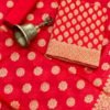 Banarasi Handloom Cotton Silk Red Color Golden Zari Booty Suit