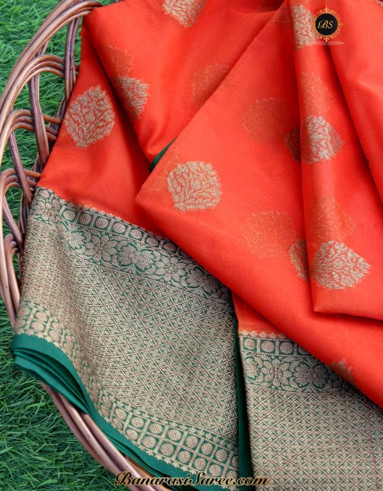 Banarasi Handloom Kora Silk Antique Zari Boota Saree