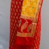 Banarasi Handloom Cotton Silk Red-Yellow Suit - Image 4