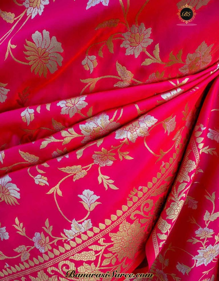 Banarasi Handloom Soft Silk Sona Roopa Jaal Saree - Image 3
