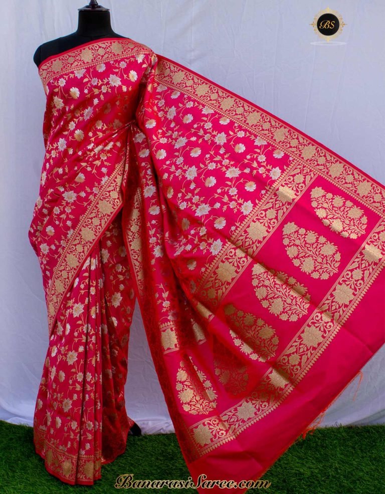 Banarasi Handloom Soft Silk Sona Roopa Jaal Saree
