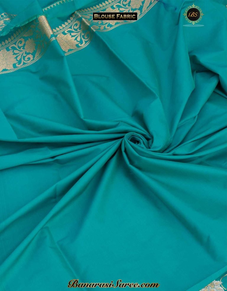 Banarasi Handloom Soft Silk Sea Green Sona Roopa Jaal Saree - Image 5