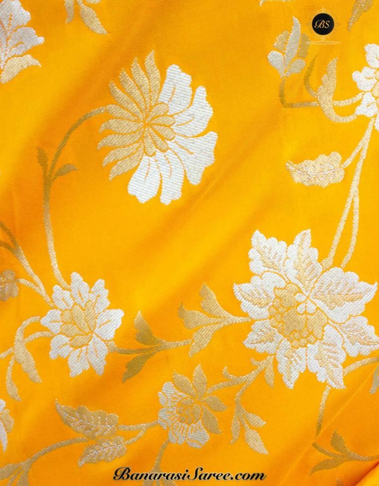 Banarasi Handloom Soft Silk Golden Sona Roopa Jaal Saree - Image 3
