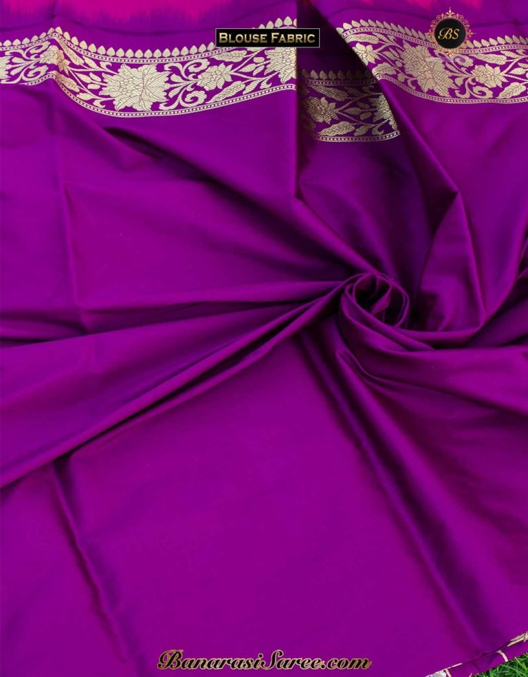 Banarasi Handloom Soft Silk Purple Sona Roopa Jaal Saree - Image 5