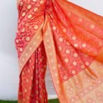 Banarasi Handloom Soft Silk Shot Pink Floral Jaal Saree