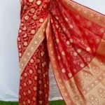 Banarasi Handloom Soft Silk Maroon Floral Jaal Saree