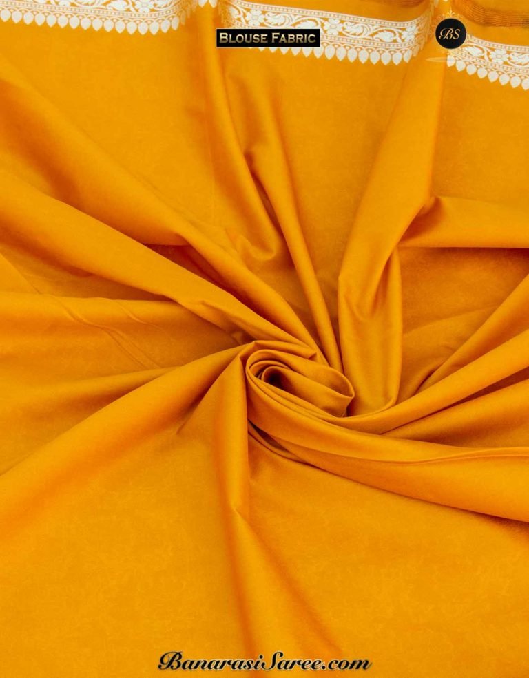 Banarasi Handloom Soft Silk Mustard Floral Booty Jaal Saree - Image 5