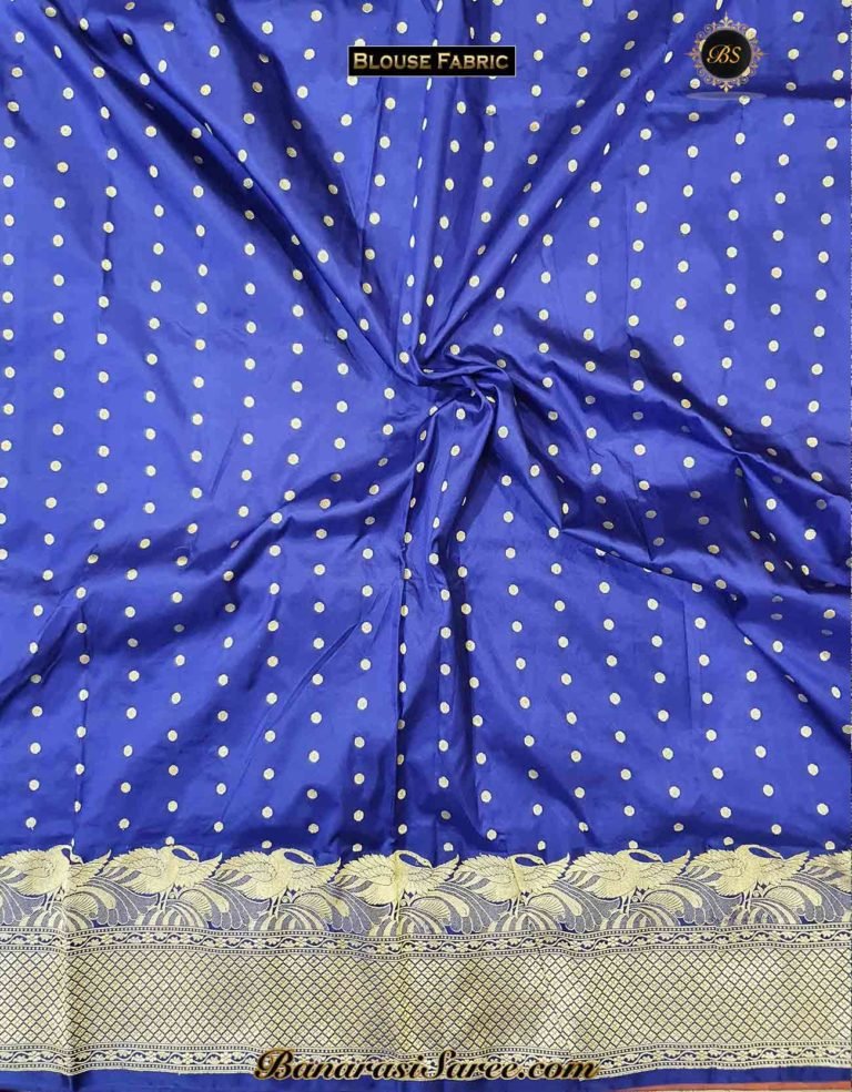 Pure Banarasi Handloom Katan Silk Bird Boota Border Saree - Image 5