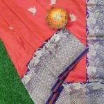 Pure Banarasi Handloom Katan Silk Light Orange Bird Boota Border Saree