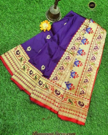 Pure Banarasi Handloom Katan Silk Paithani Figure Boota Saree