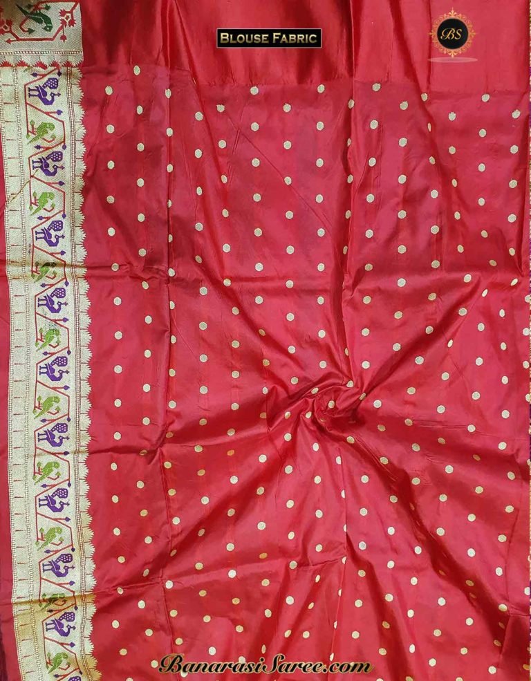 Pure Banarasi Handloom Katan Silk Paithani Figure Boota Saree - Image 5