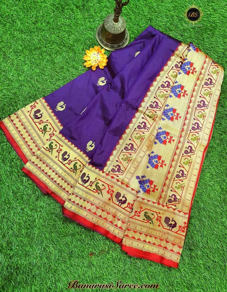 Pure Banarasi Handloom Katan Silk Paithani Figure Boota Saree