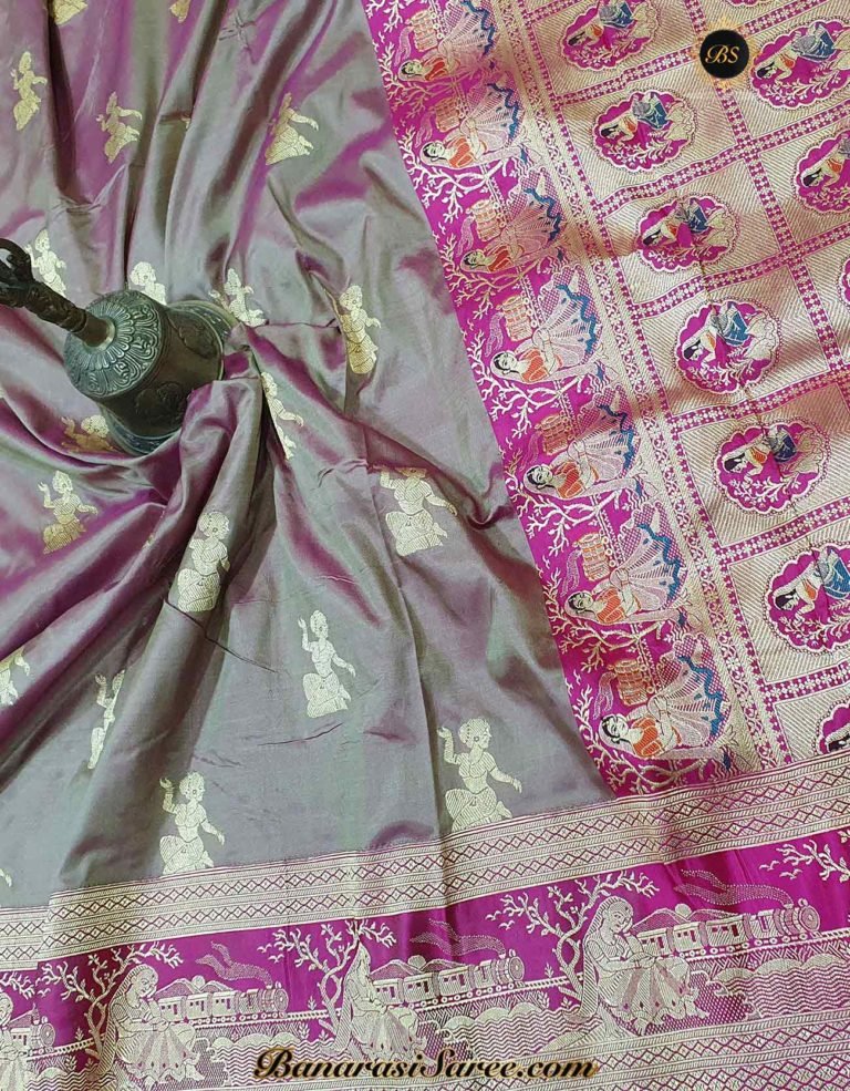 Pure Banarasi Handloom Katan Silk Dancing Figure Saree