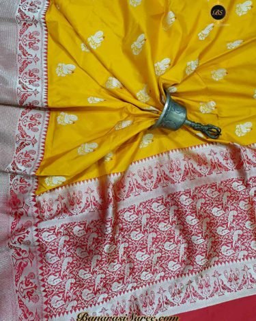 Pure Banarasi Handloom Katan Silk Paithani Border Figure Boota Saree