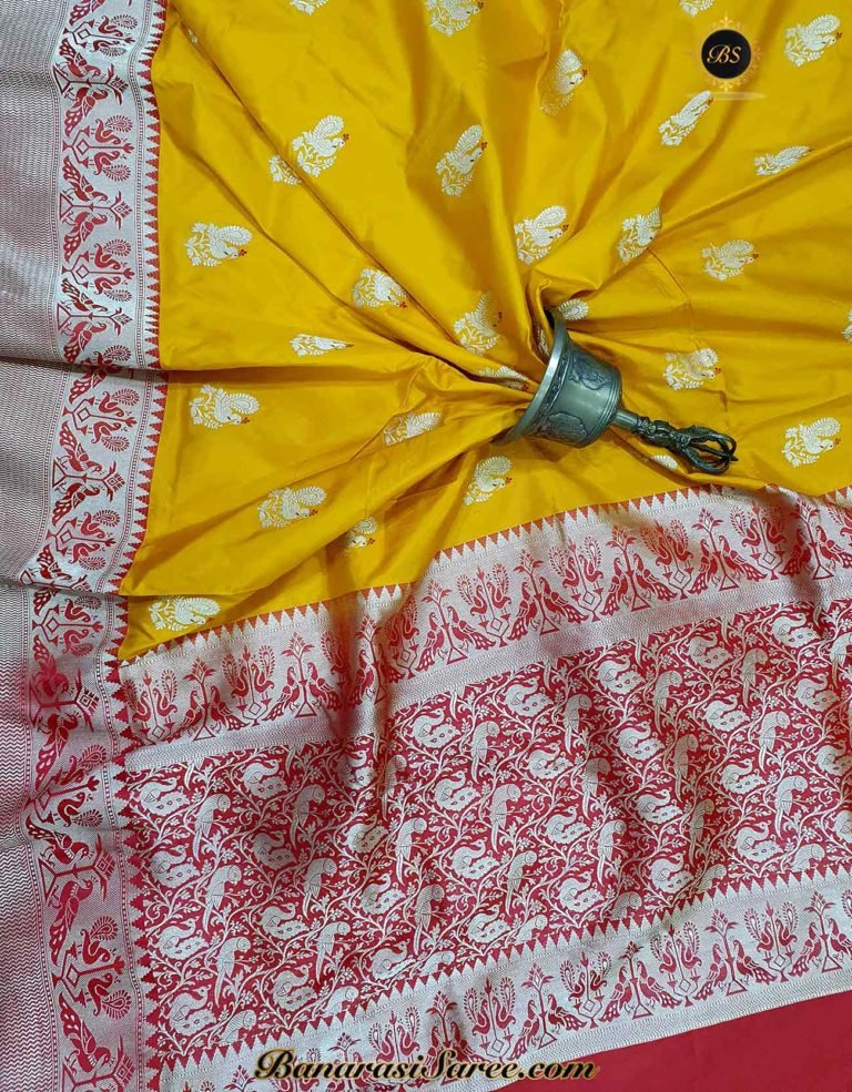 Pure Banarasi Handloom Katan Silk Paithani Border Figure Boota Saree