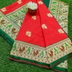 Pure Banarasi Handloom Katan Silk Red Color Paithani Border Figure Boota Saree