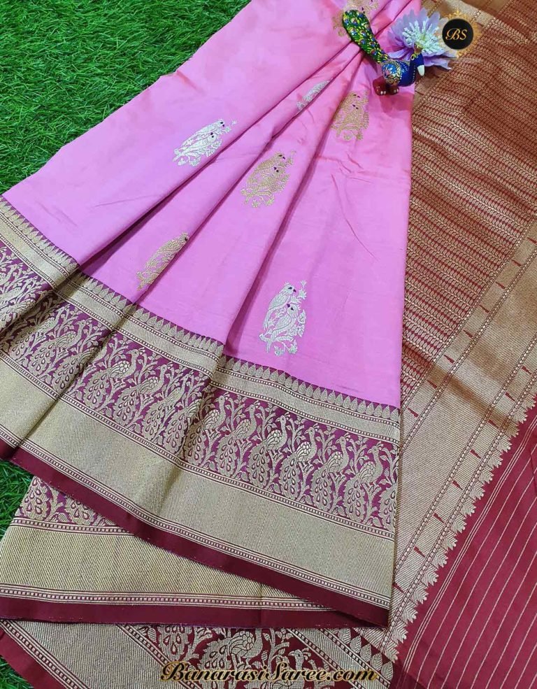 Pure Banarasi Handloom Katan Silk Sona Roopa Figure Boota Saree