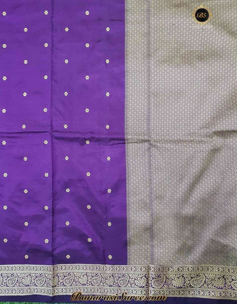 Pure Banarasi Handloom Katan Silk Resham Booty Saree - Image 5