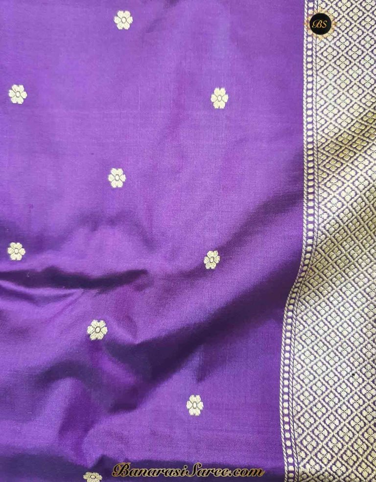 Pure Banarasi Handloom Katan Silk Resham Booty Saree - Image 4
