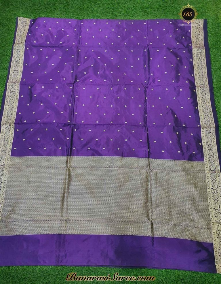 Pure Banarasi Handloom Katan Silk Resham Booty Saree - Image 3