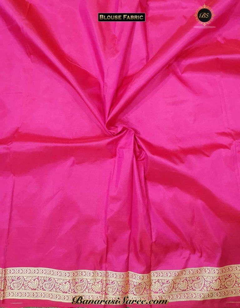 Pure Banarasi Handloom Katan Silk Pink Resham Booty Saree - Image 6