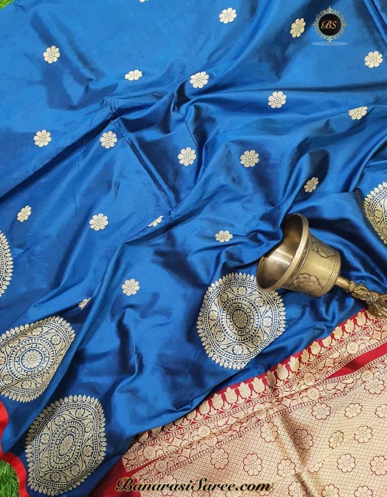Pure Banarasi Handloom Katan Silk Boota Border Saree