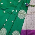 Pure Banarasi Handloom Katan Silk Green Color Boota Border Saree