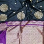 Pure Banarasi Handloom Katan Silk Black Color Boota Border Saree
