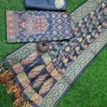 Banarasi Handloom Cotton Silk Grey Color Alfi Jaal Suit
