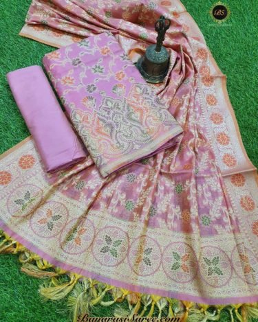 Banarasi Handloom Cotton Silk Baby Pink Color Alfi Jaal Suit