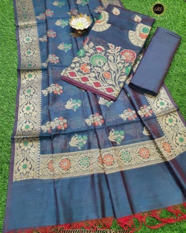 Banarasi Handloom Cotton Silk Teal Color Boota Suit