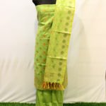 Banarasi Handloom Cotton Silk Parrot Green Color Alfi Jaal Suit
