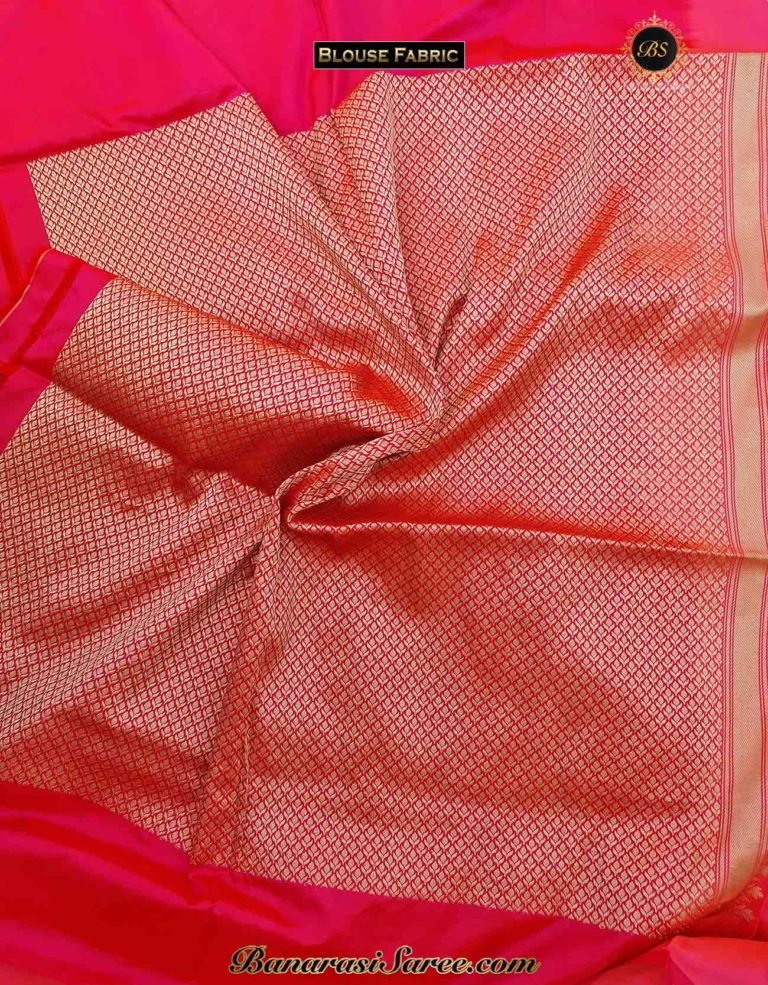 Pure Banarasi Handloom Katan Pink Color Meenakari Skirt Booty Saree - Image 6