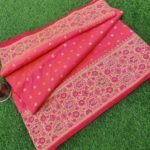 Pure Banarasi Handloom Katan Pink Color Meenakari Skirt Booty Saree