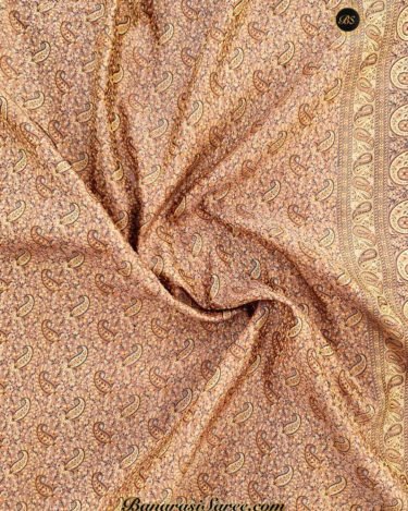 Pure Banarasi Handloom Katan Silk Beige Color Tanchoi Saree