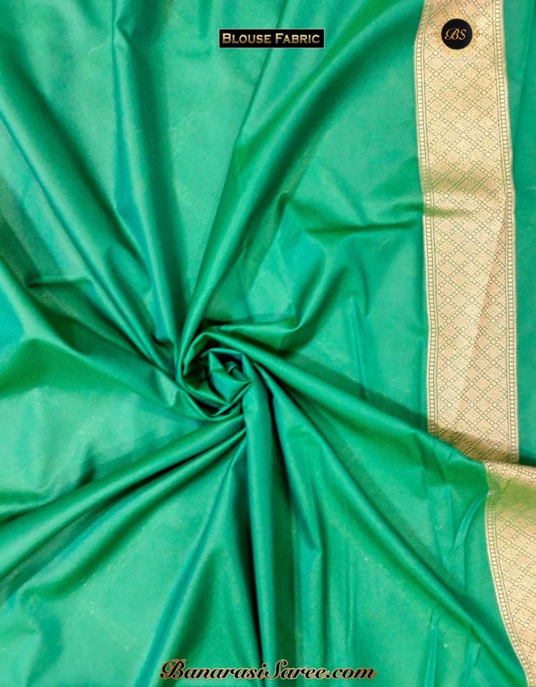 Banarasi Handloom Soft Silk Green Color Zari Pattern Saree - Image 6