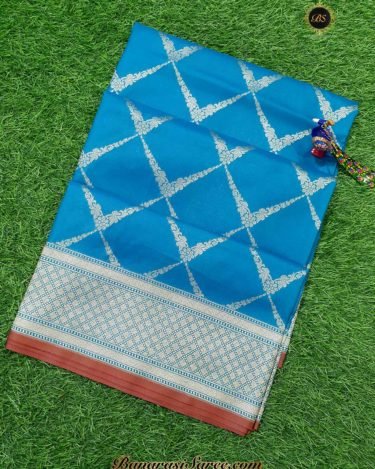 Banarasi Handloom Soft Silk Sky Blue Color Zari Pattern Saree