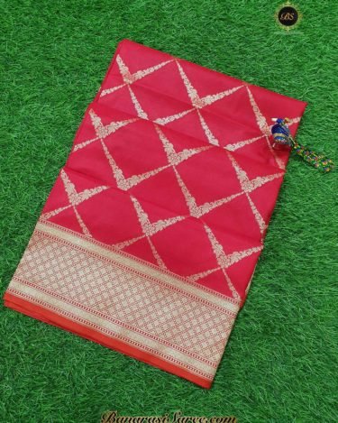 Banarasi Handloom Soft Silk Red Color Zari Pattern Saree