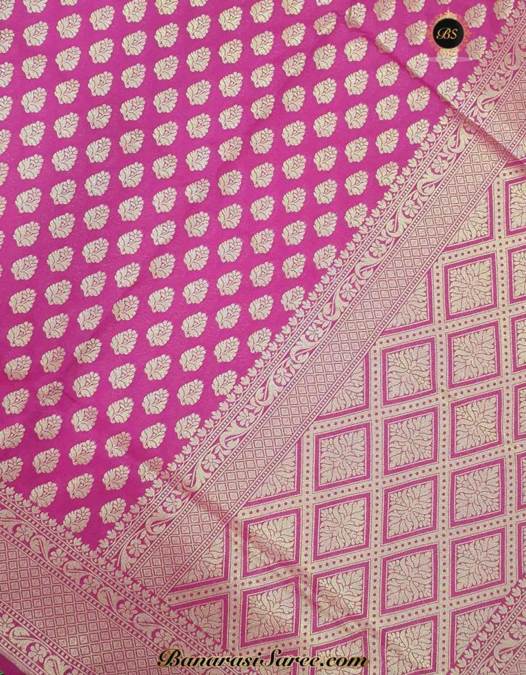 Banarasi Handloom Soft Silk Pink Color Zari Booty Saree - Image 2